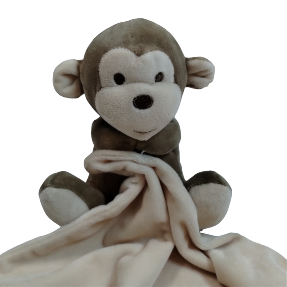 Walgreens Monkey Security Blanket Brown Cream Plush Stuffed Animal Baby Lovey